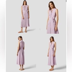 Equipment illumina 💯 silk delicate Lavender Midi Dress with Belt pockets